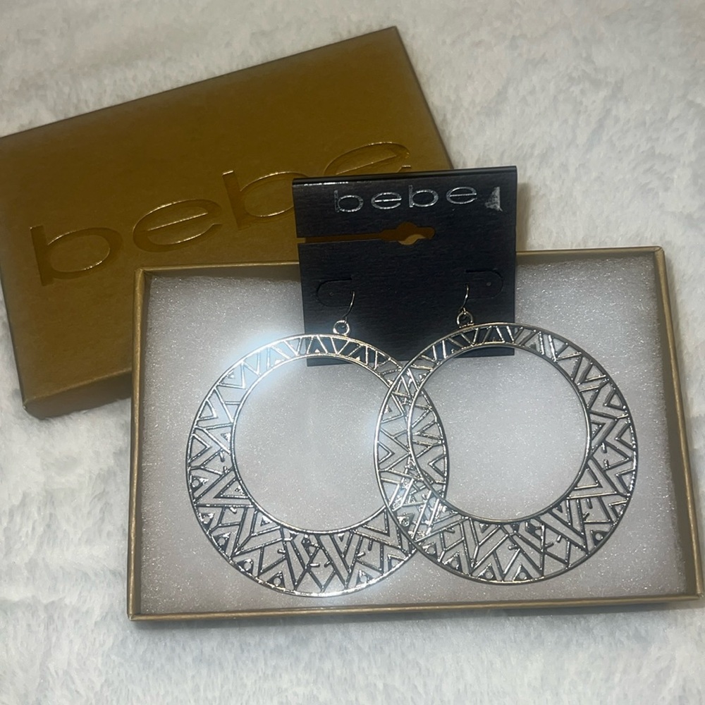 Bebe silver hoop earrings